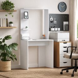 78.5 x 37 x 154.5 cm White Writing Desk with Storage