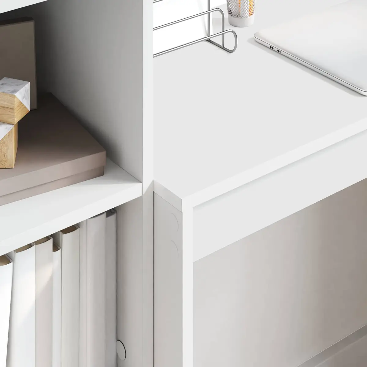 White Engineered Wood Writing Desk