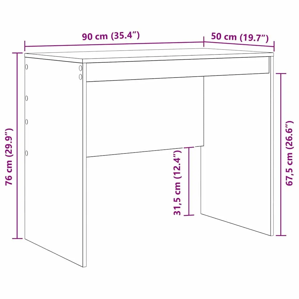 Writing Desk for Home Office Compact Size 90 x 50 x 76 cm
