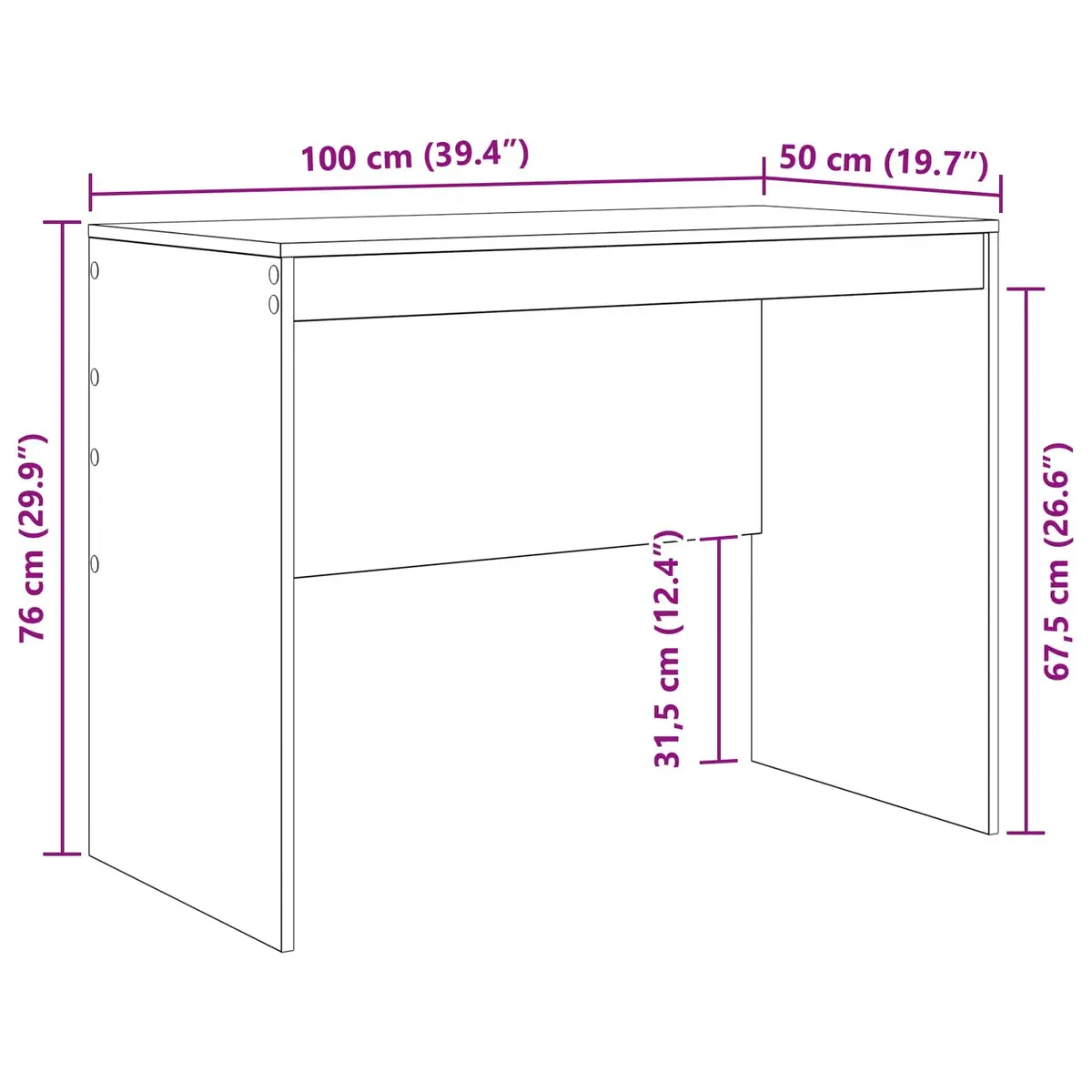 Writing Desk for Office Home Study Compact Size Modern Minimalist Engineered Wood