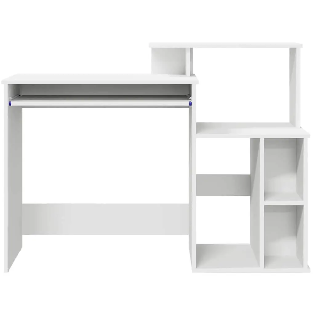 Desk with Drawer White Engineered Wood Modern Home Office Workspace Storage