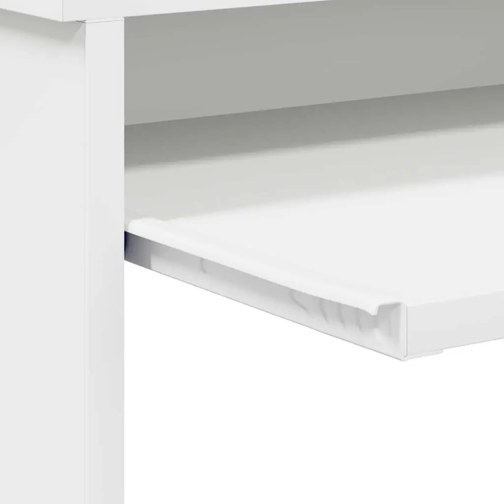 Desk with Drawer White Engineered Wood Modern Home Office Workspace Storage
