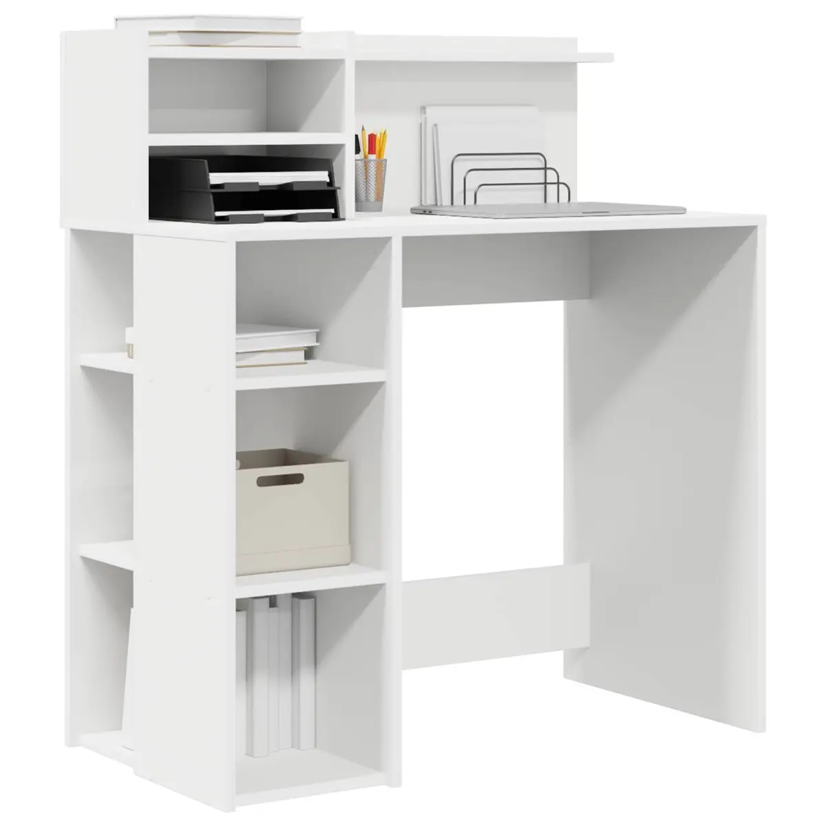 White Desk with Shelf for Office 90 x 48 x 101.5 cm