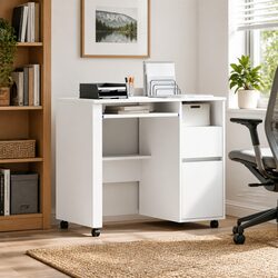 Dimensions and Details of a White Computer Desk