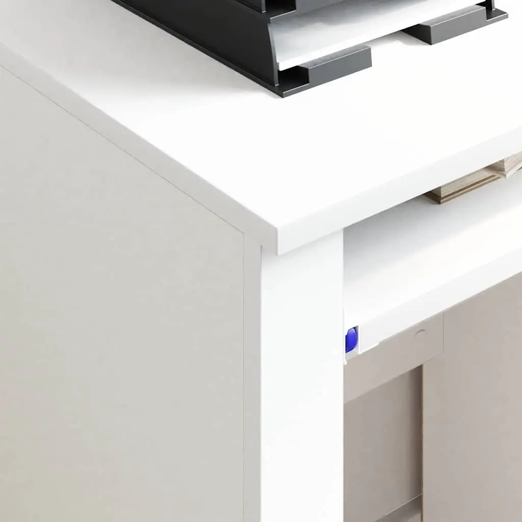 White Computer Desk with Wheels Mobile Office Workstation Home Study Table