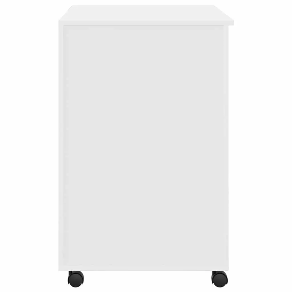 White Computer Desk with Wheels Mobile Office Workstation Home Study Table