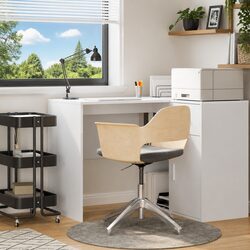 White Rectangular Office Desk with Shelving - 102x50x75cm