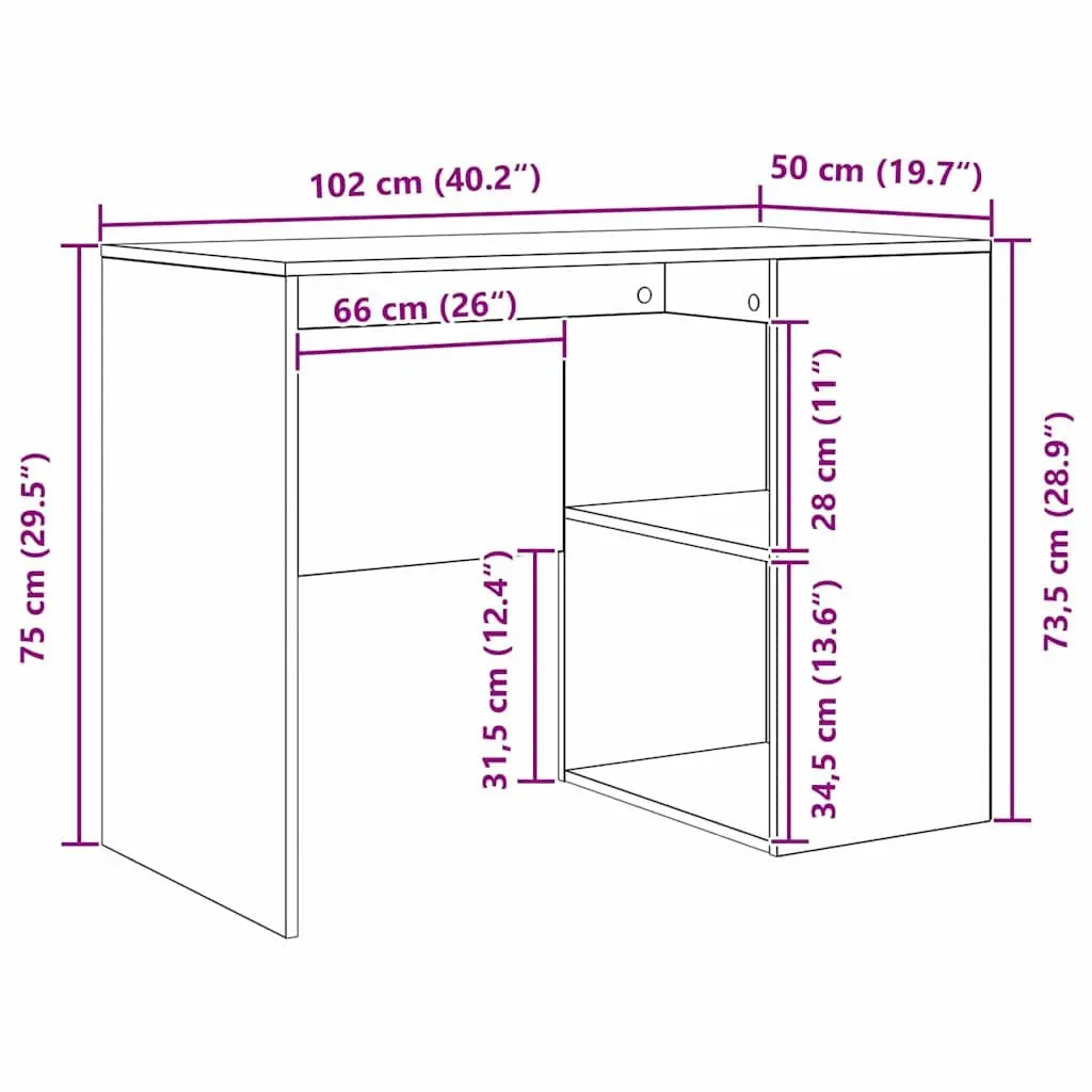 White Office Desk with Shelves 102x50x75cm Home Study Workstation Storage