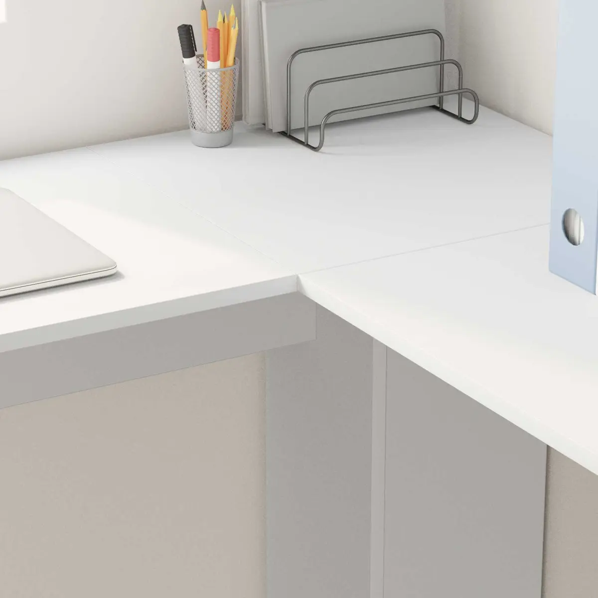 Corner Desk Home Office 140 x 113.5 x 75 cm White Engineered Wood Workstation