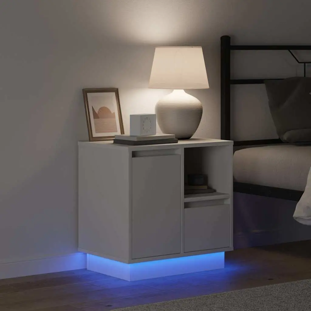 White Engineered Wood Bedside Cabinets