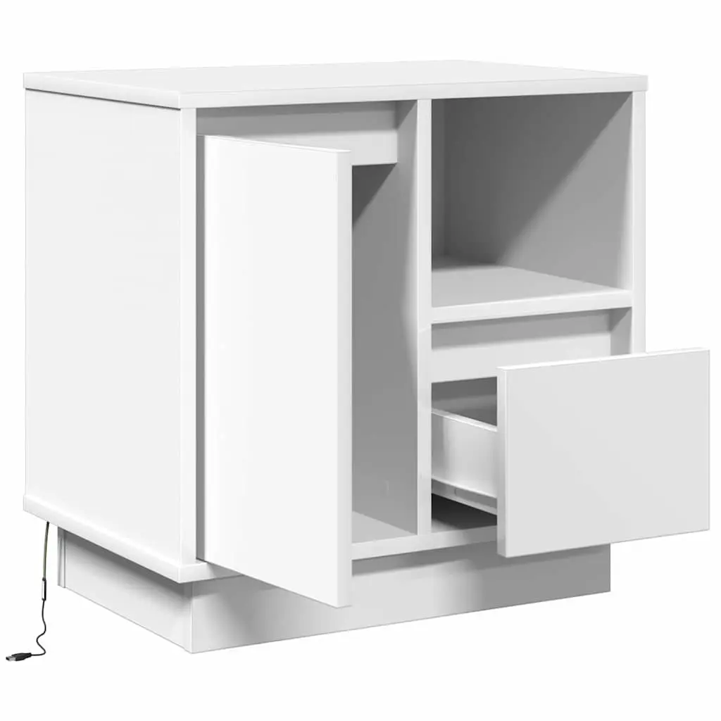 White Engineered Wood Bedside Cabinets
