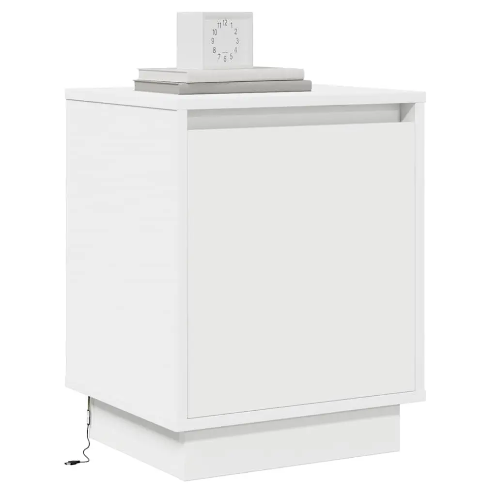 White Engineered Wood Bedside Cabinets