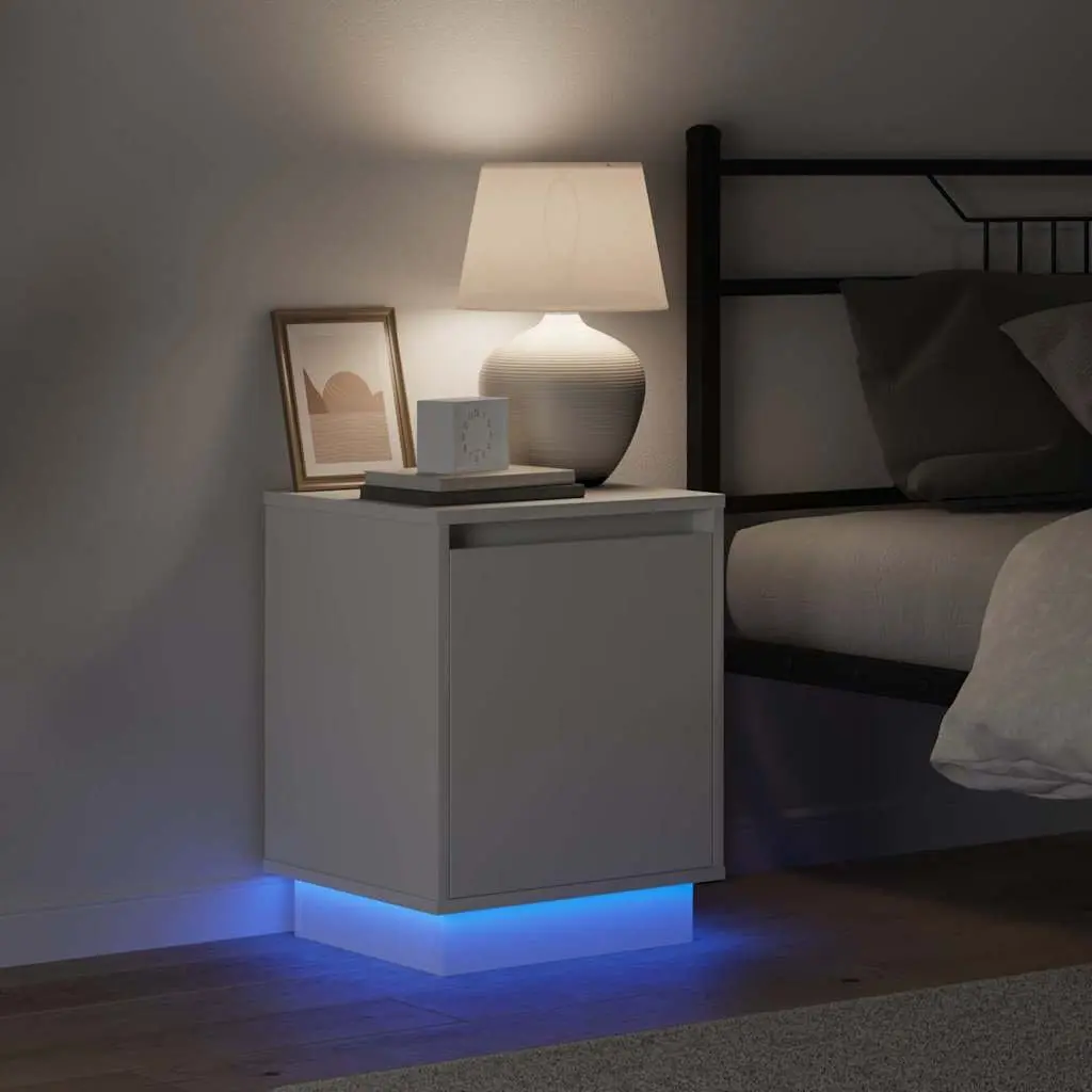 White Engineered Wood Bedside Cabinets