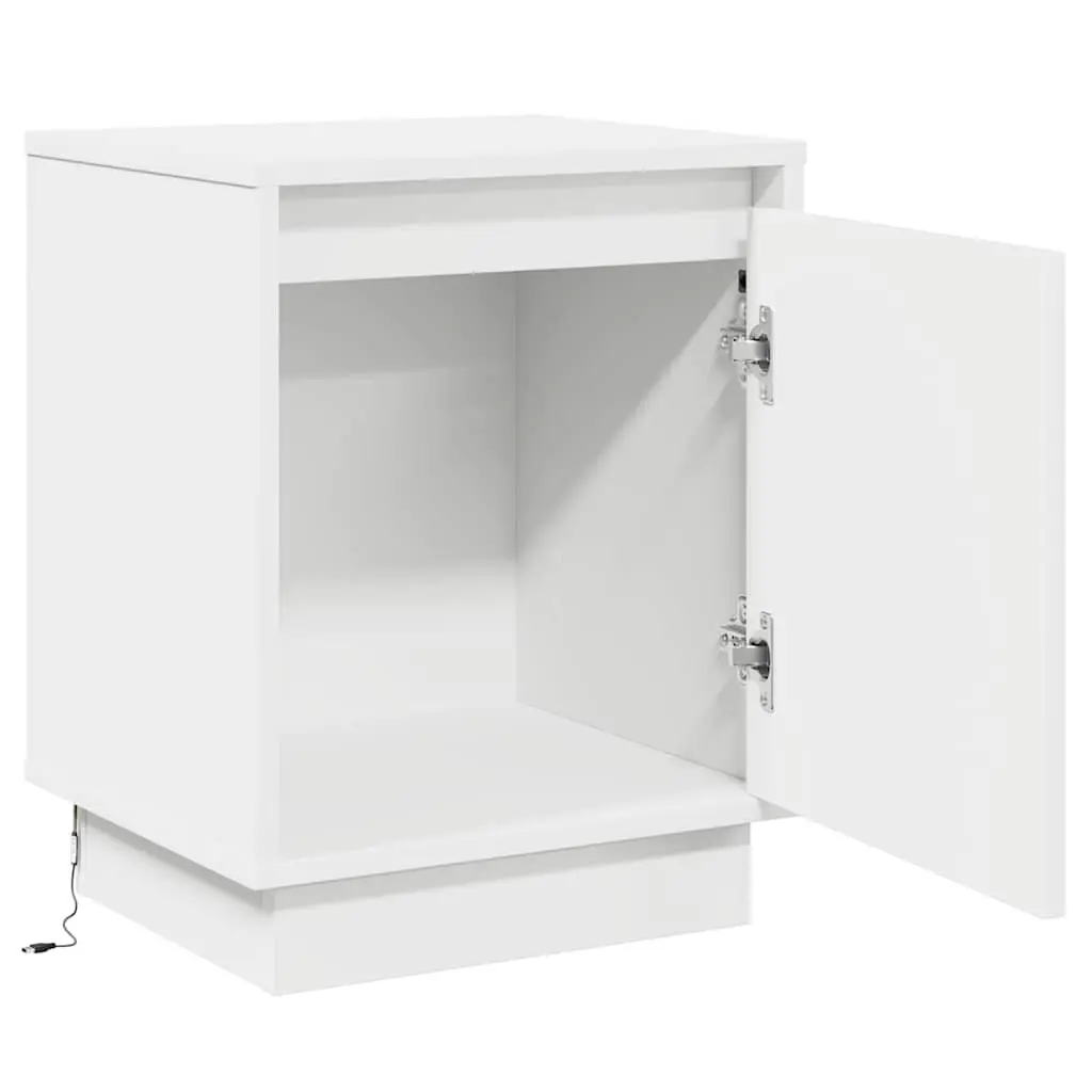 White Engineered Wood Bedside Cabinets