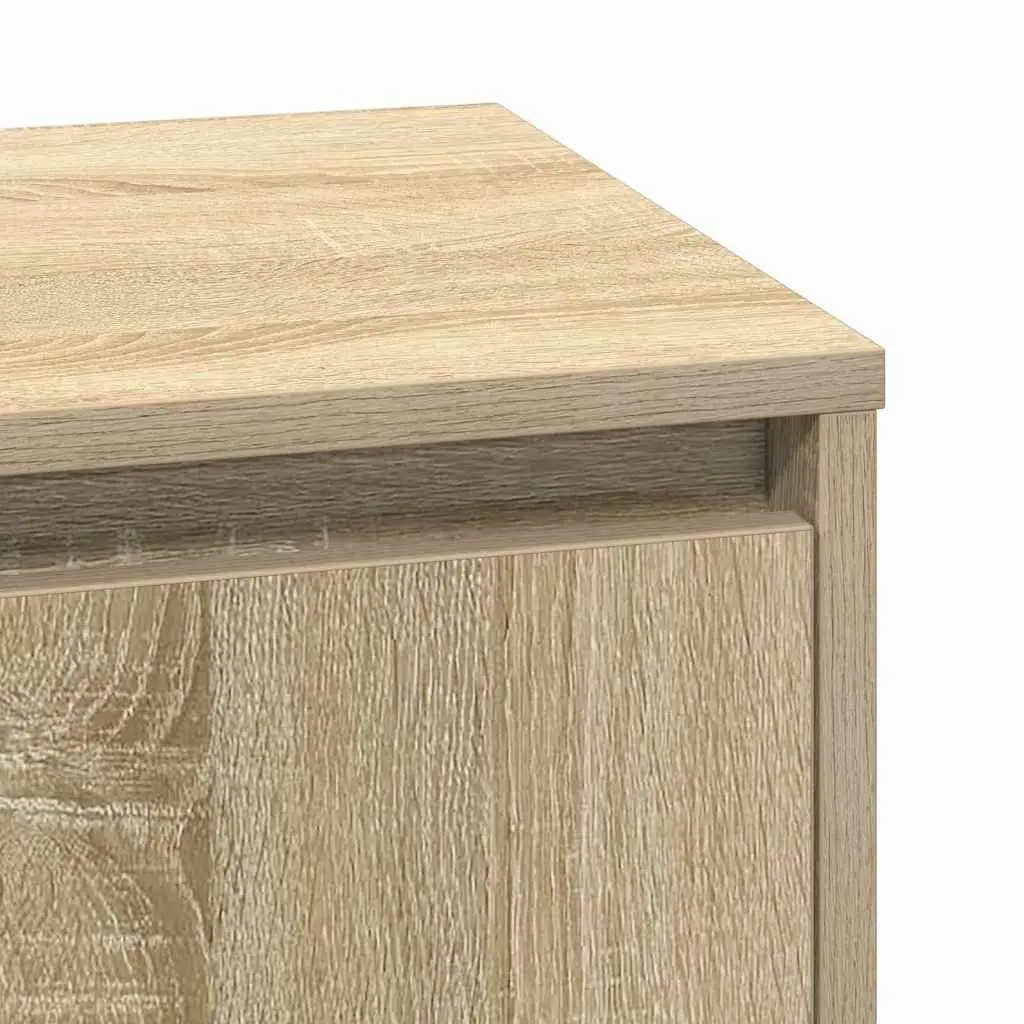 Bedside Cabinet 2 Piece Brown Modern Bedroom Storage Hinge Door USB LED Light