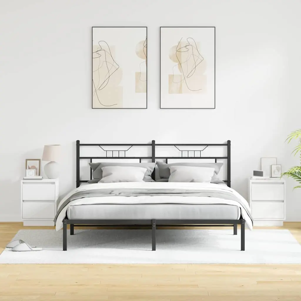 Bedside Cabinet Set for Bedroom 2 Piece White Nightstand with LED String Lights