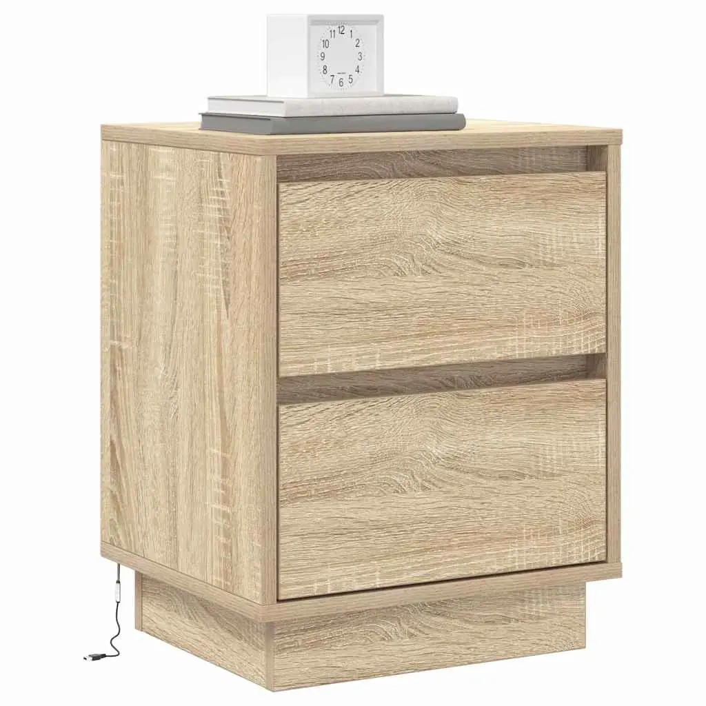 Bedside Cabinet Sonoma Oak Bedroom Nightstand 2 Piece