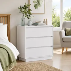 Compact Bedside Cabinet: 71 x 34.5 x 75 cm, White