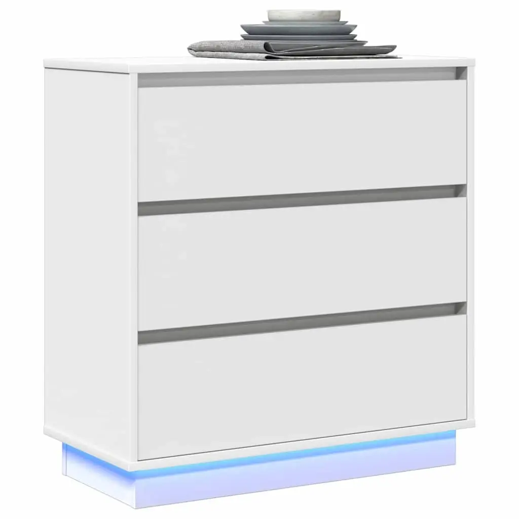 Bedside Cabinet White Engineered Wood Nightstand Compact Storage Table 71cm