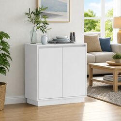 LED Sideboard Storage Cabinet White 71x34.5x75cm Engineered Wood RGB Lighting