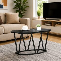 Factual Overview: Black Oak Oval Coffee Table 80x40x40.5cm