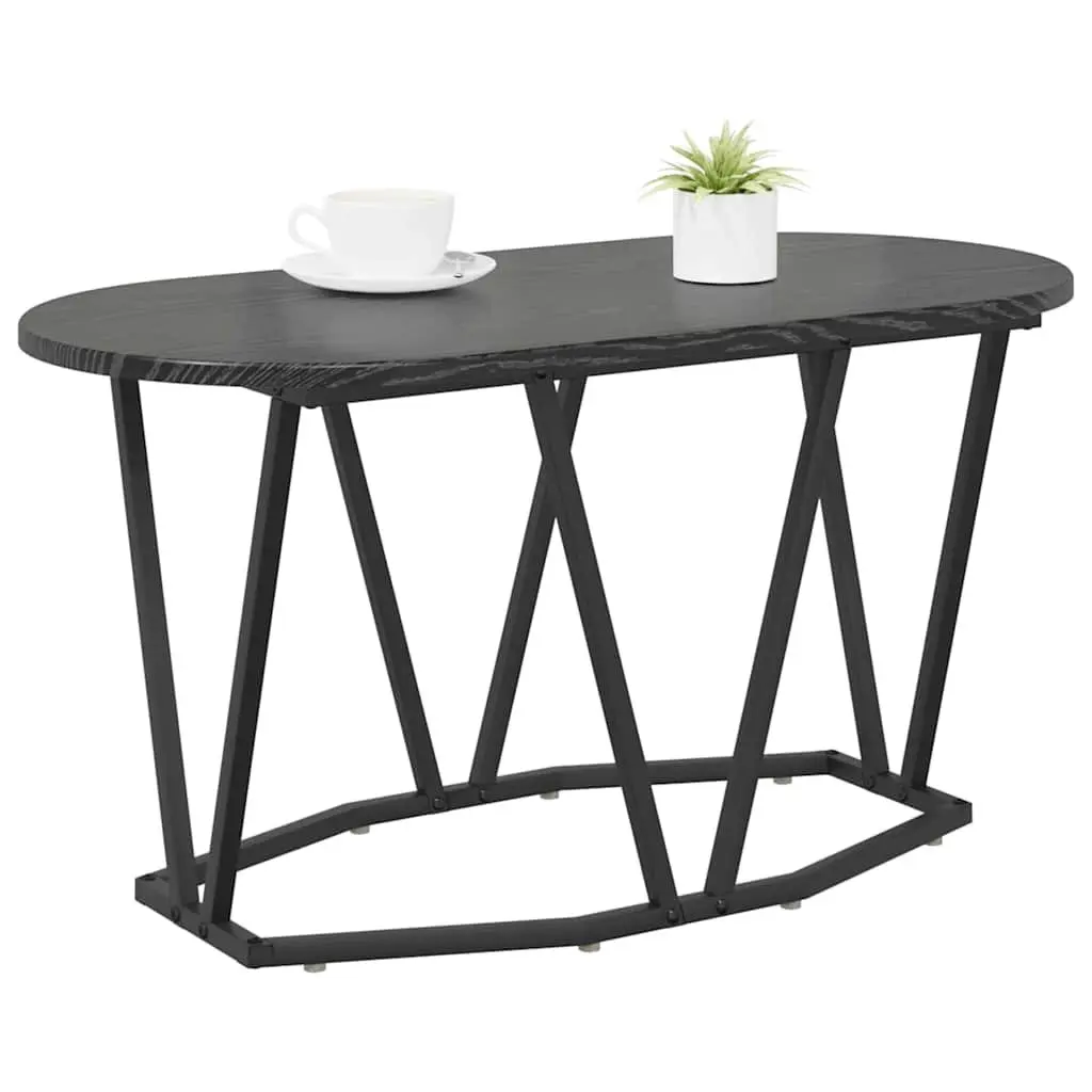 Oval Coffee Table Black Oak Industrial Modern Living Room Furniture 80x40x40.5cm