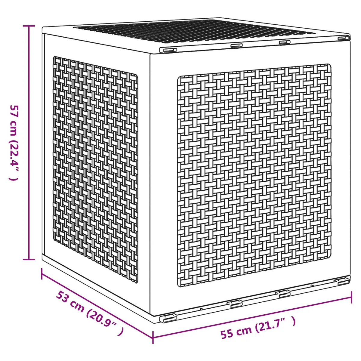 Garden Storage Box Brown Outdoor Furniture 55x53x57cm Polypropylene Container