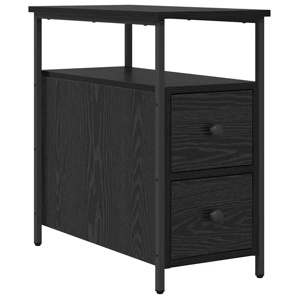 Bedside Cabinet Black 30 x 60 x 60 cm Engineered Wood Bedroom Storage Drawer
