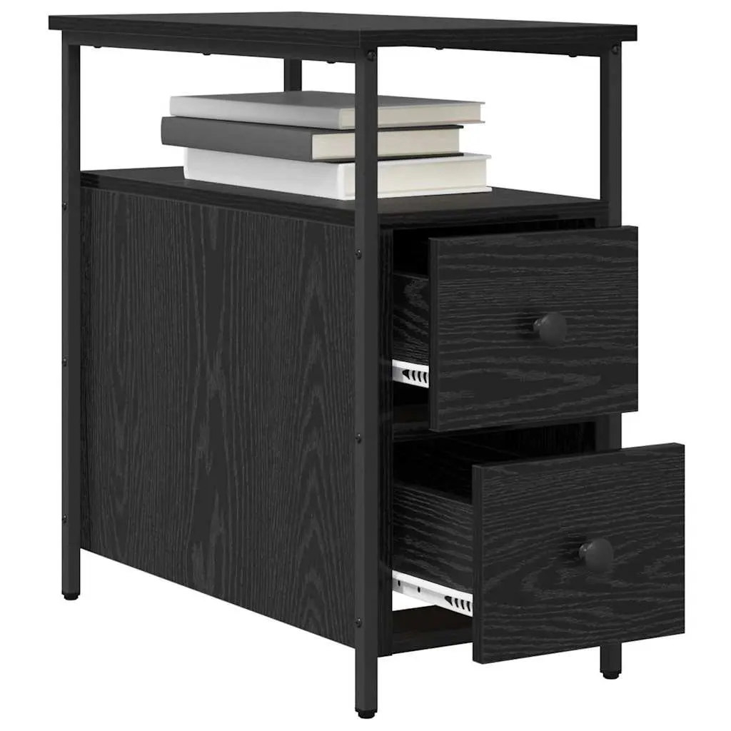 Bedside Cabinet Black 30 x 60 x 60 cm Engineered Wood Bedroom Storage Drawer