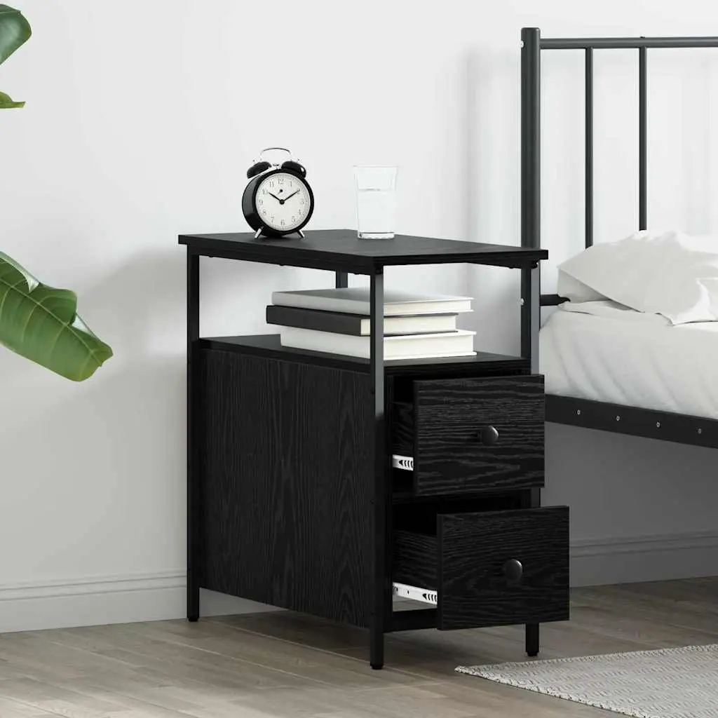 Bedside Cabinet Black 30 x 60 x 60 cm Engineered Wood Bedroom Storage Drawer