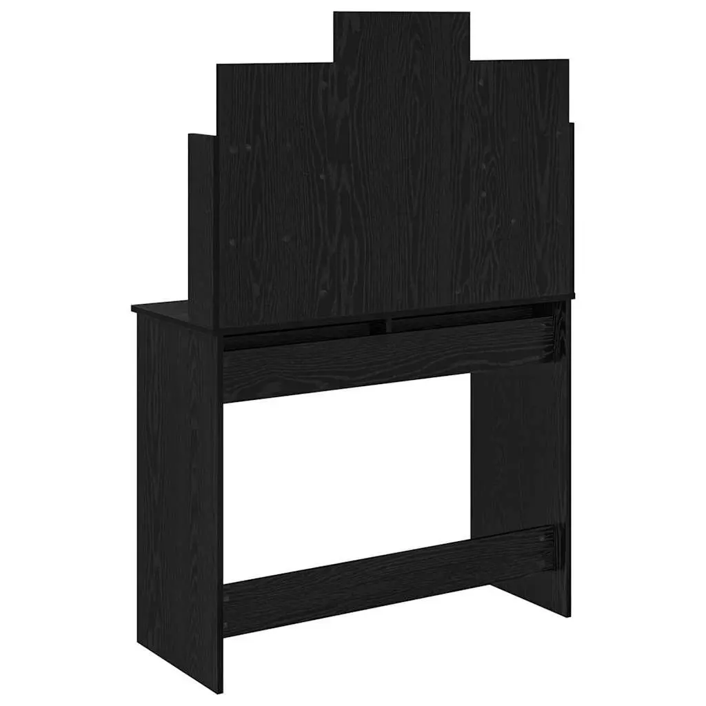 Black Dressing Table with Mirror Bedroom Vanity Unit Storage Drawers Shelves
