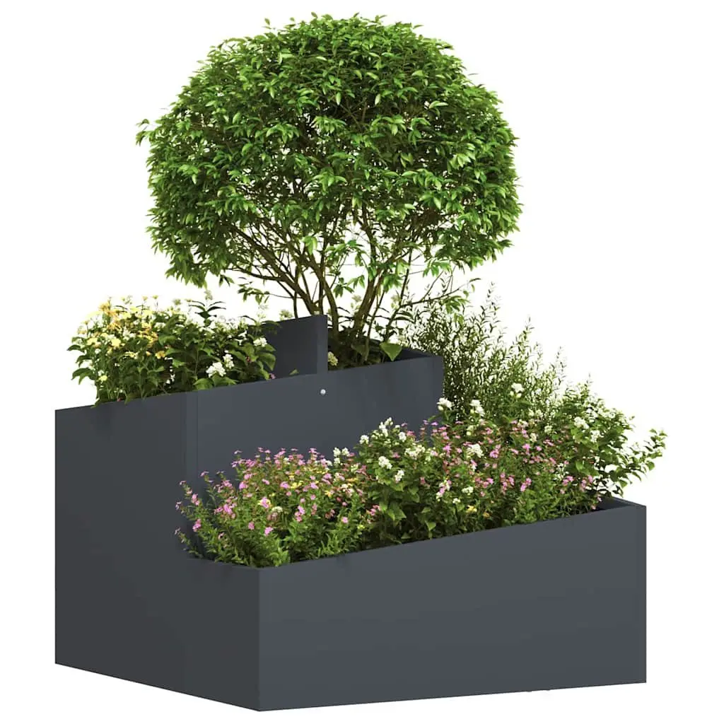Metal Garden Planter Outdoor Use Anthracite 60 x 60 x 50 cm