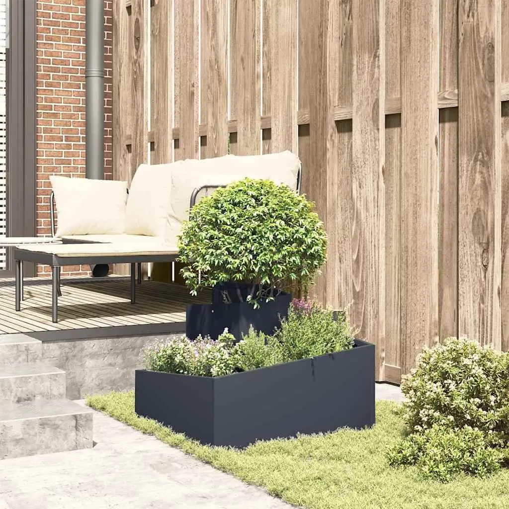 Metal Garden Planter Outdoor Use Anthracite 60 x 60 x 50 cm