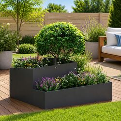 Garden Planter Metal Box 80x80x50cm Outdoor Flowers Vegetables Plants Display