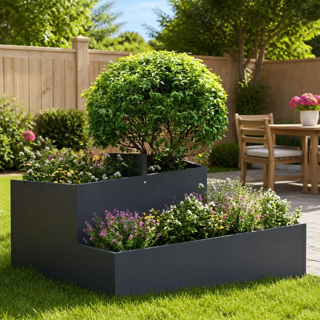Garden Planter Outdoor 80x80x50cm Metal Anthracite