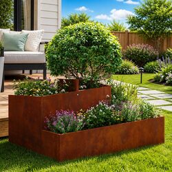Square Metal Outdoor Raised Bed: 80 x 80 x 50 cm