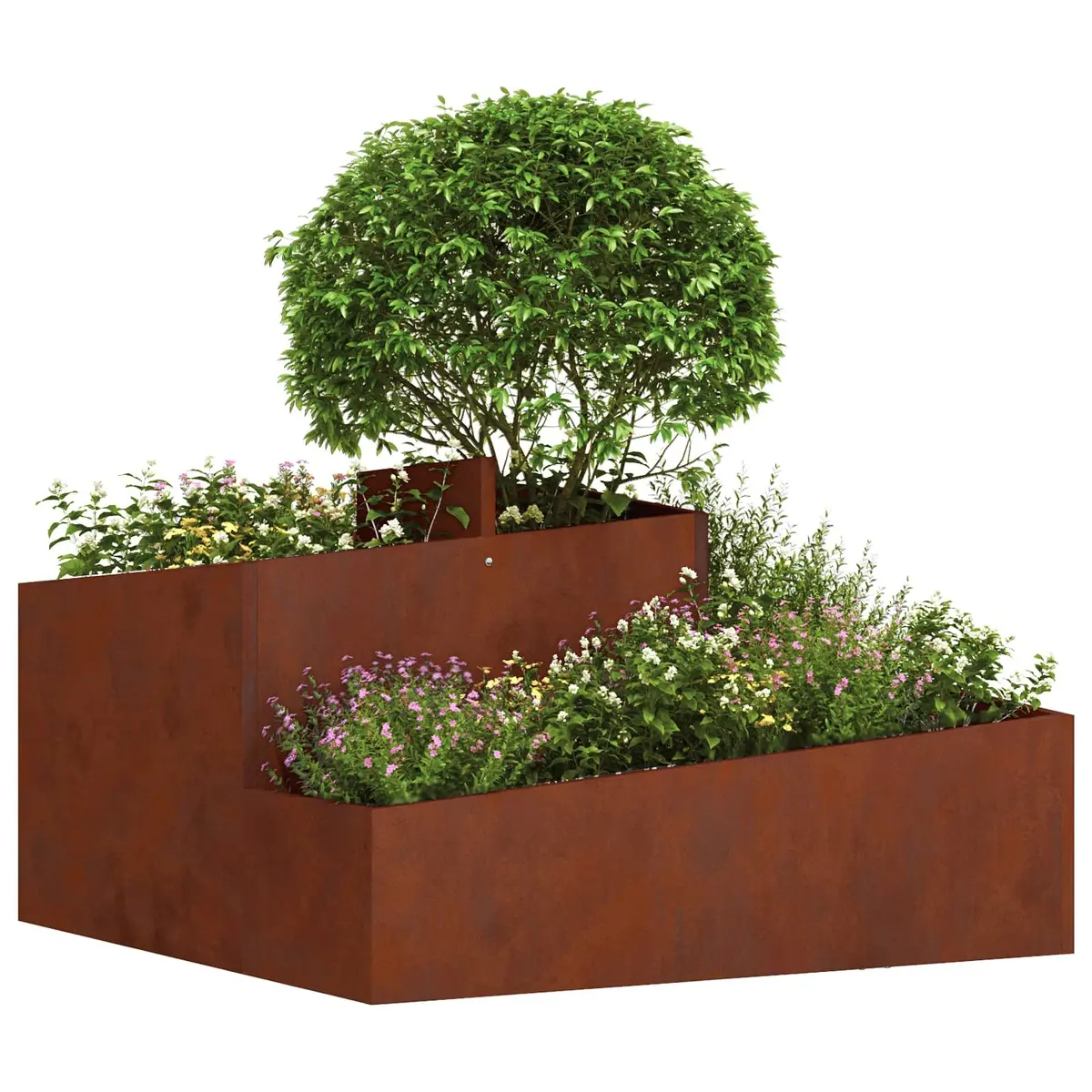 Metal Garden Planter Outdoor Raised Bed 80 x 80 x 50 cm