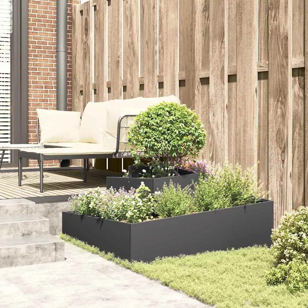 Metal Garden Planter for Outdoor Use 100 x 100 x 50 cm Black