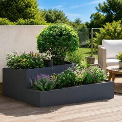 Metal Garden Planter: Anthracite, 100x100x50cm, Steel Construction