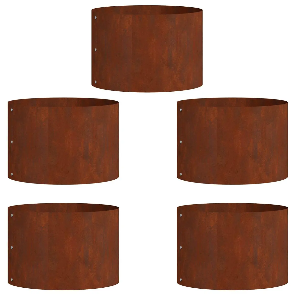 Planter Ring 5 pcs Brown Steel 30 x 30 x 20 cm Round Garden Bed Border Frame