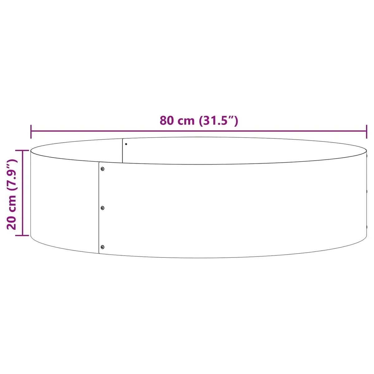 Steel Planter Ring Outdoor Garden 80x80x20cm