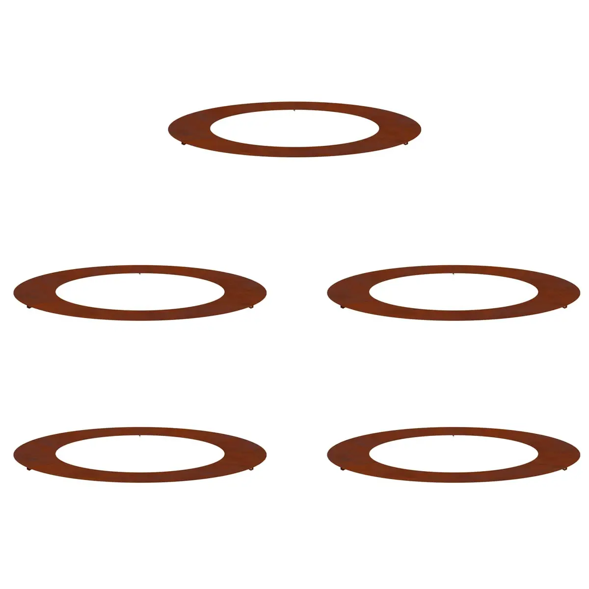 Tree Ring Set 5 pcs Rusty Brown Outdoor Garden Flat Base Protection Ø60/90cm