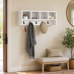 Specifications of Wall-Mounted Coat Rack in White Wood