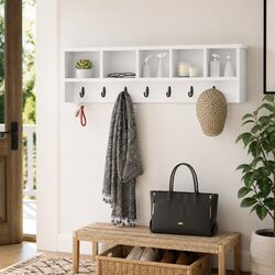 Wall-Mounted Coat Rack: 100 x 16 x 26 cm, White