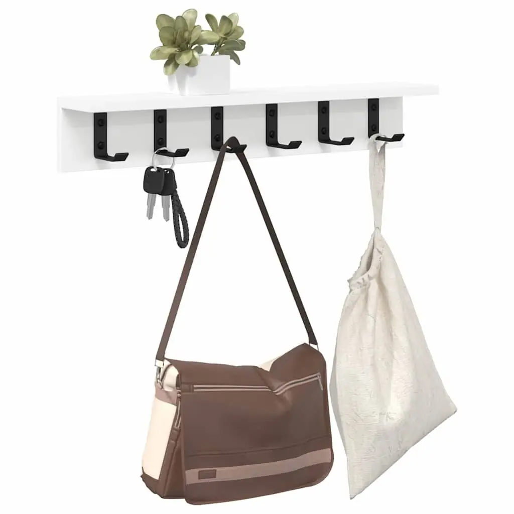 60cm Wall-Mounted Coat Rack with Hooks and Shelves