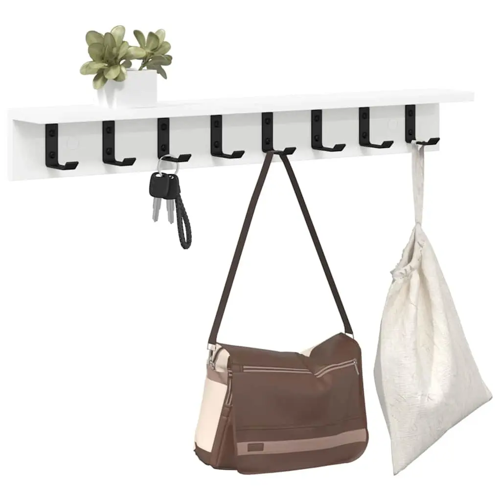 Wall-Mounted Coat Rack White Hallway Storage Organizer 100cm
