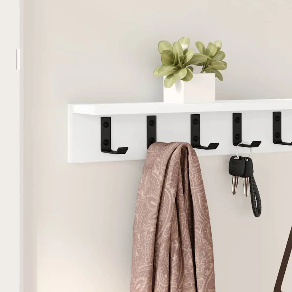 Wall-Mounted Coat Rack White Hallway Storage Organizer 100cm