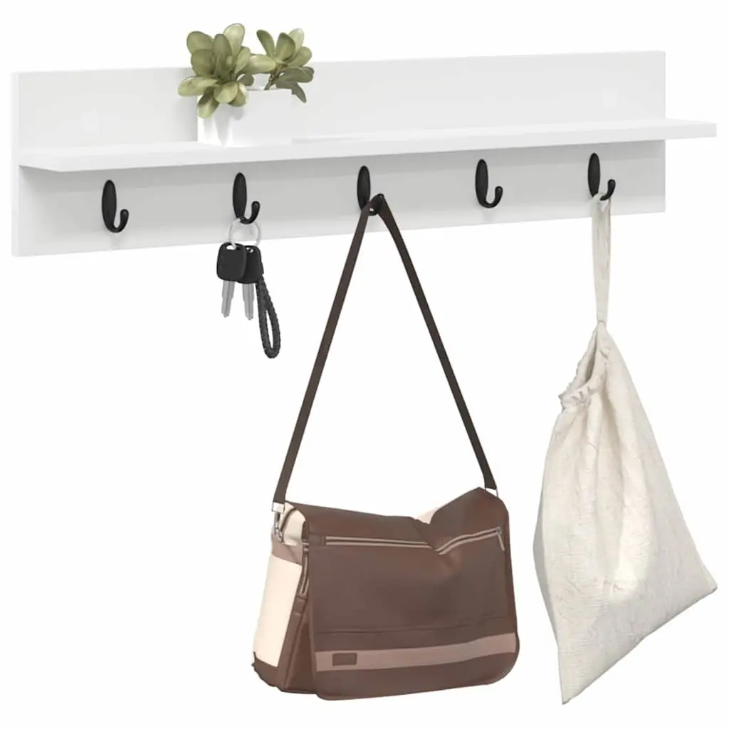 Wall-Mounted Coat Rack in White 80cm