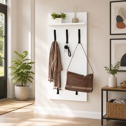 Wall-Mounted Coat Rack: 40x10x90cm White Engineered Wood