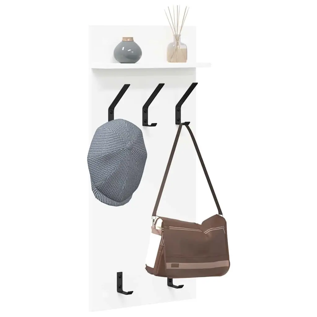 Wall-Mounted Coat Rack for Hallway Entryway White Engineered Wood 40x10x90cm